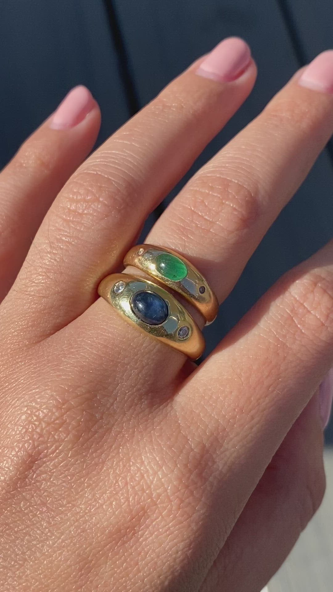 Vintage 14k Sapphire Cabochon Diamond Ring