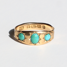 Load image into Gallery viewer, Antique 18k Turquoise Gypsy Ring 1875
