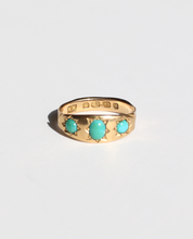 Load image into Gallery viewer, Antique 18k Turquoise Gypsy Ring 1875
