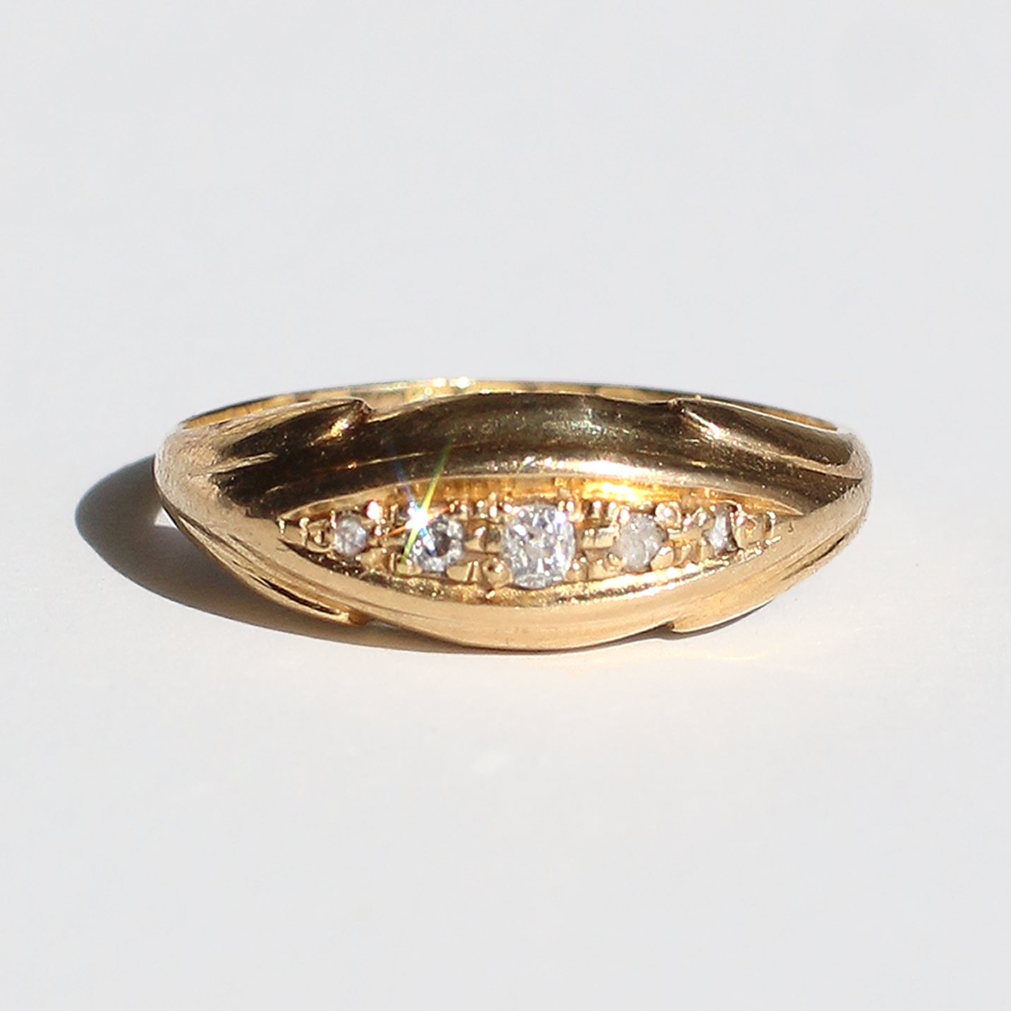 Antique 18k Diamond Gypsy Boat Ring 1919 23carat