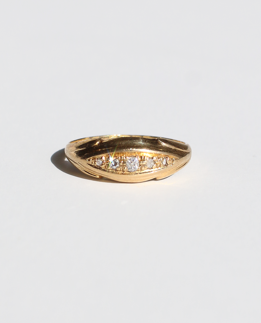 Antique 18k Diamond Gypsy Boat Ring 1919