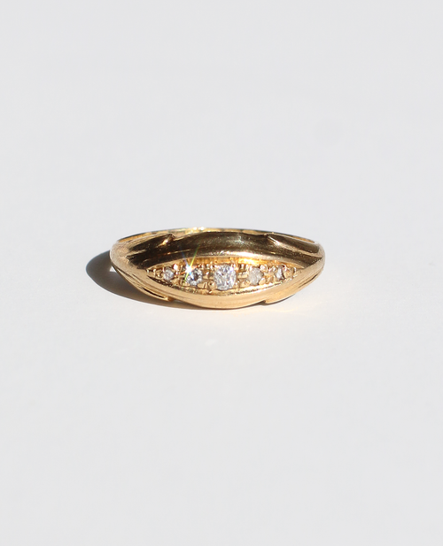 Antique 18k Diamond Gypsy Boat Ring 1919