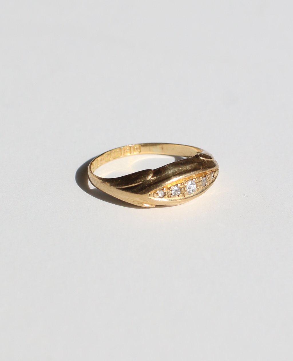 Antique 18k Diamond Gypsy Boat Ring 1919