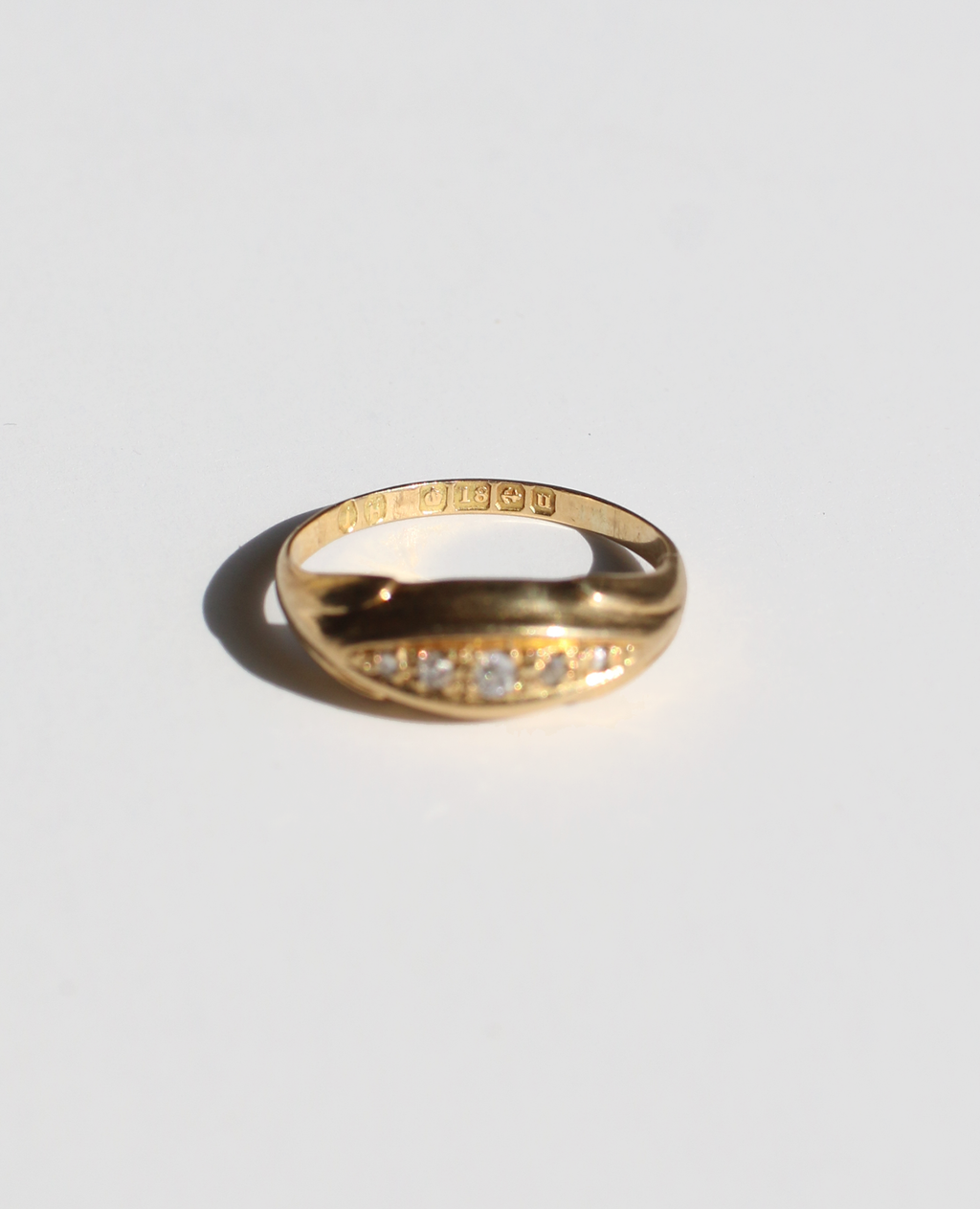 Antique 18k Diamond Gypsy Boat Ring 1919