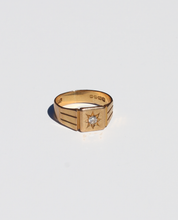 Load image into Gallery viewer, Antique 18k Gypsy Starburst Diamond Signet Ring 1928
