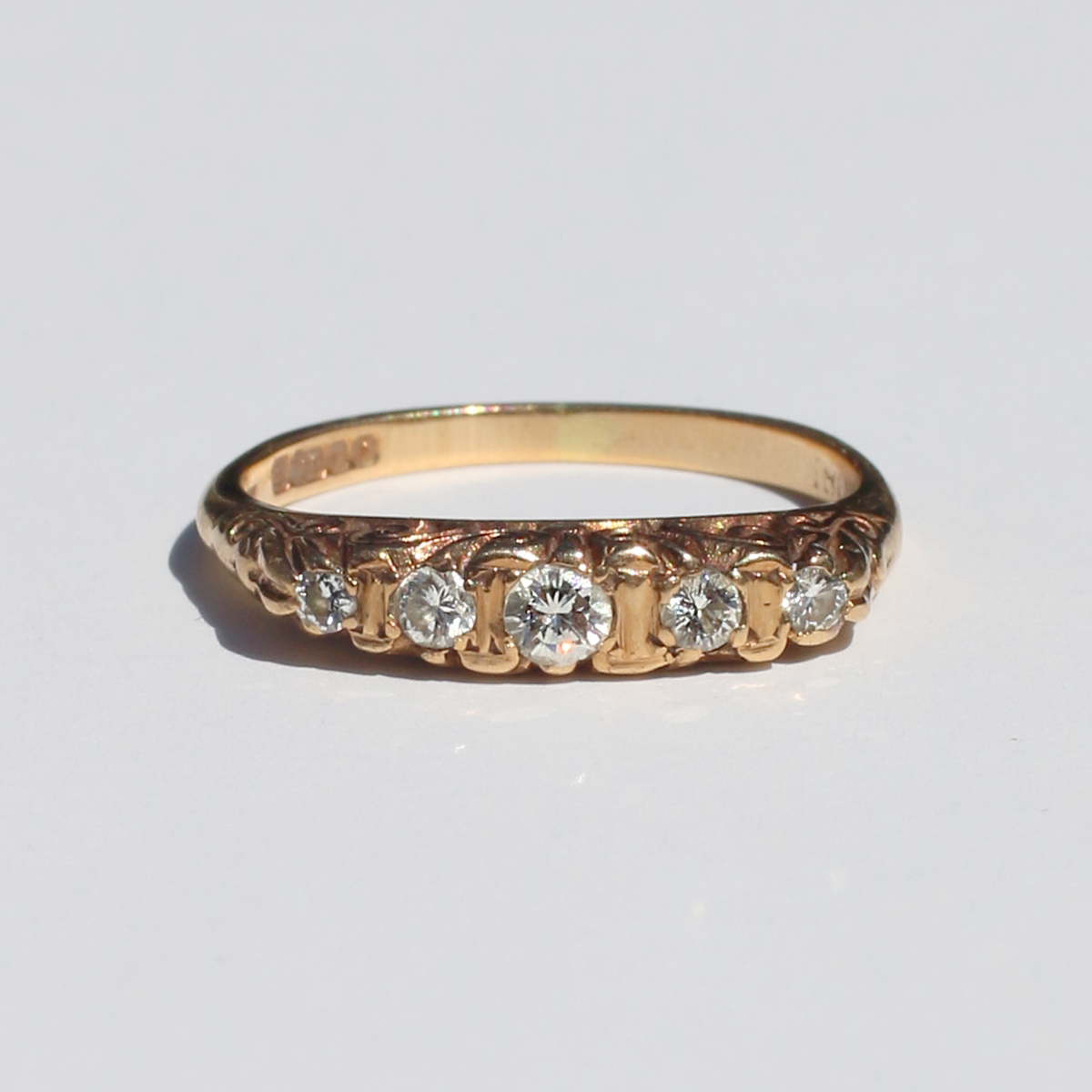 Antique 18k Graduated Diamond Band 1975