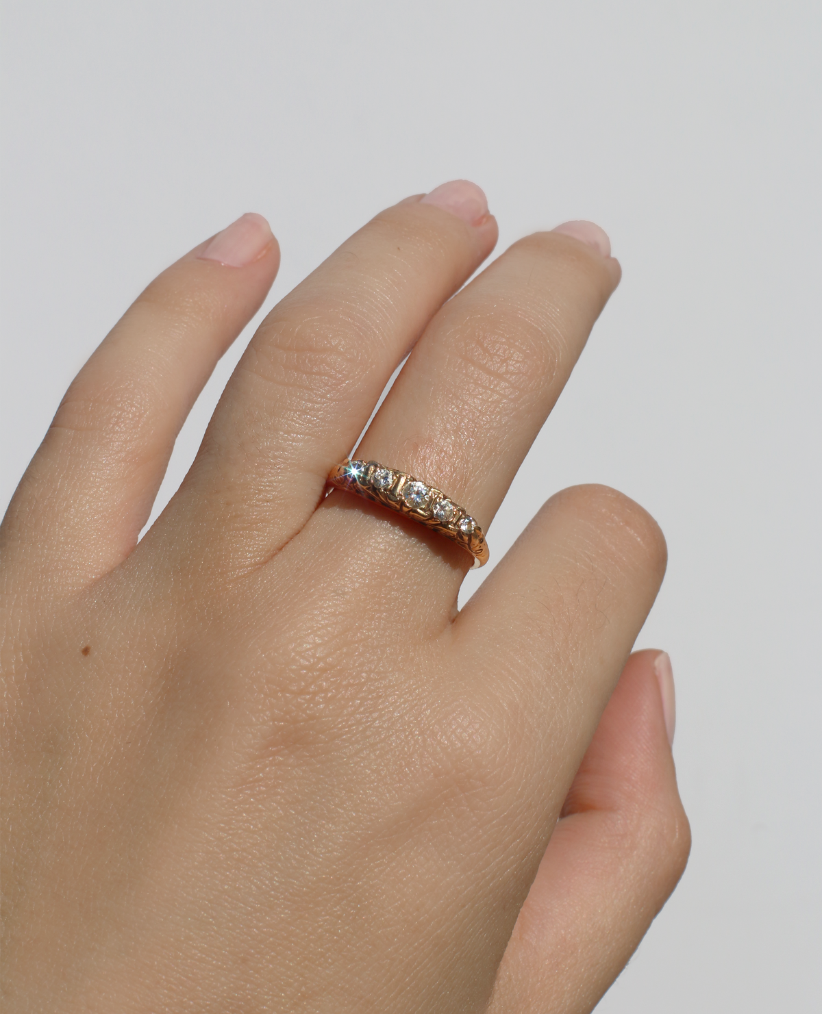 Antique 18k Graduated Diamond Band 1975
