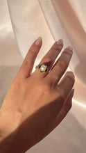 Load and play video in Gallery viewer, Vintage 18k Pearl Sapphire Diamond Cluster Ring
