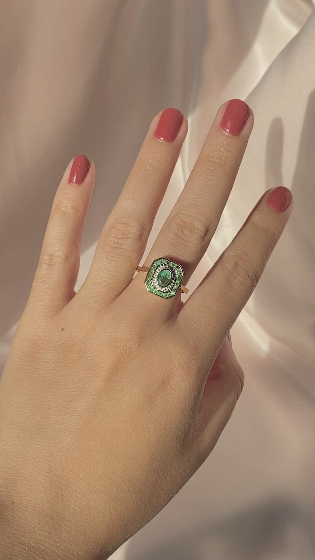 Emerald Diamond Target Deco Ring