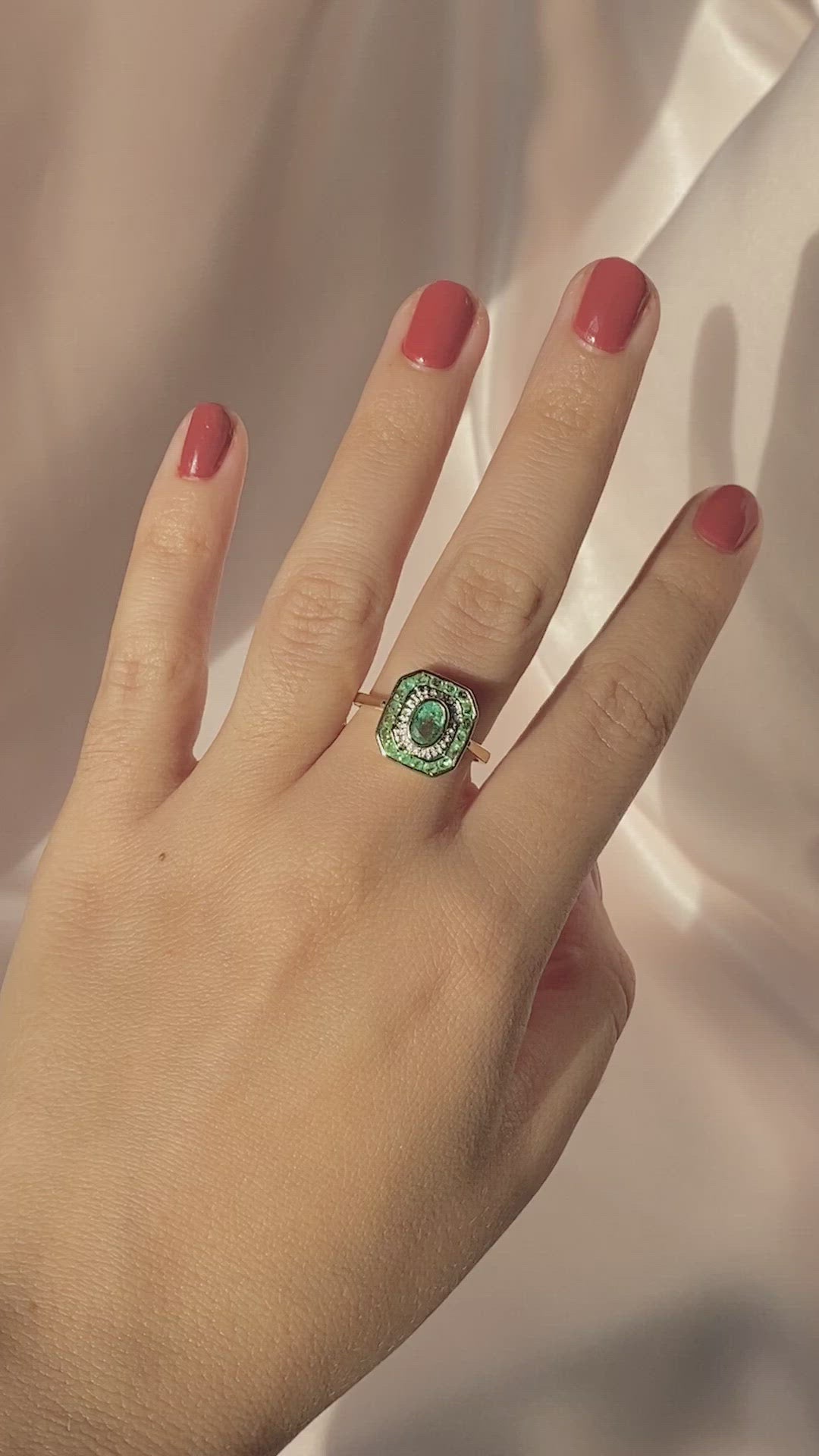 Emerald Diamond Target Deco Ring