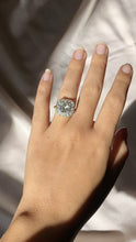 Load and play video in Gallery viewer, Vintage 18k Platinum Asscher Aquamarine Diamond Ring
