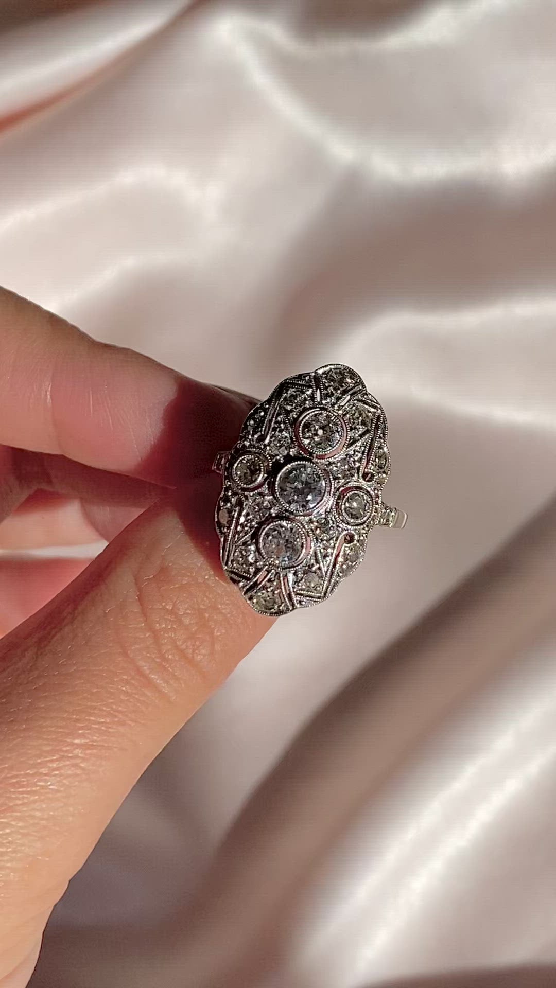 Antique 14k Diamond Pave Art Deco Ring 1.10cts