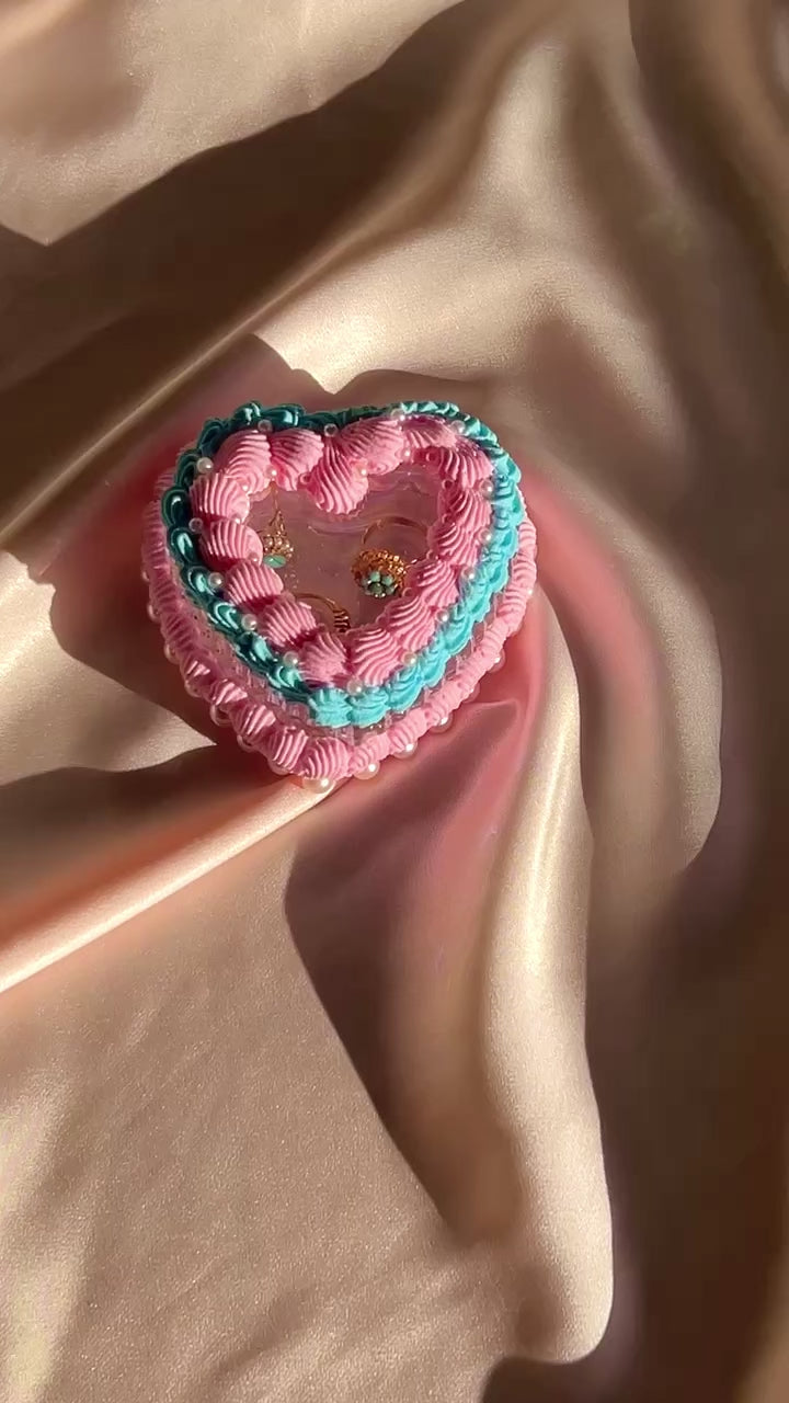 Pearl Pastel Fake Cake Heart Jewelry Dish