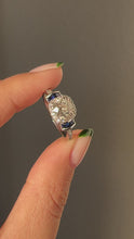 Load and play video in Gallery viewer, Vintage 14k Old Transitional Diamond Sapphire Ring 1.58ctw
