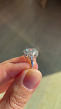 Load and play video in Gallery viewer, Vintage Platinum Aquamarine Diamond Deco Halo Ring 1.85 CTW
