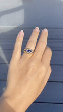 Load and play video in Gallery viewer, Vintage 14k Sapphire Cabochon Baguette Diamond Ring
