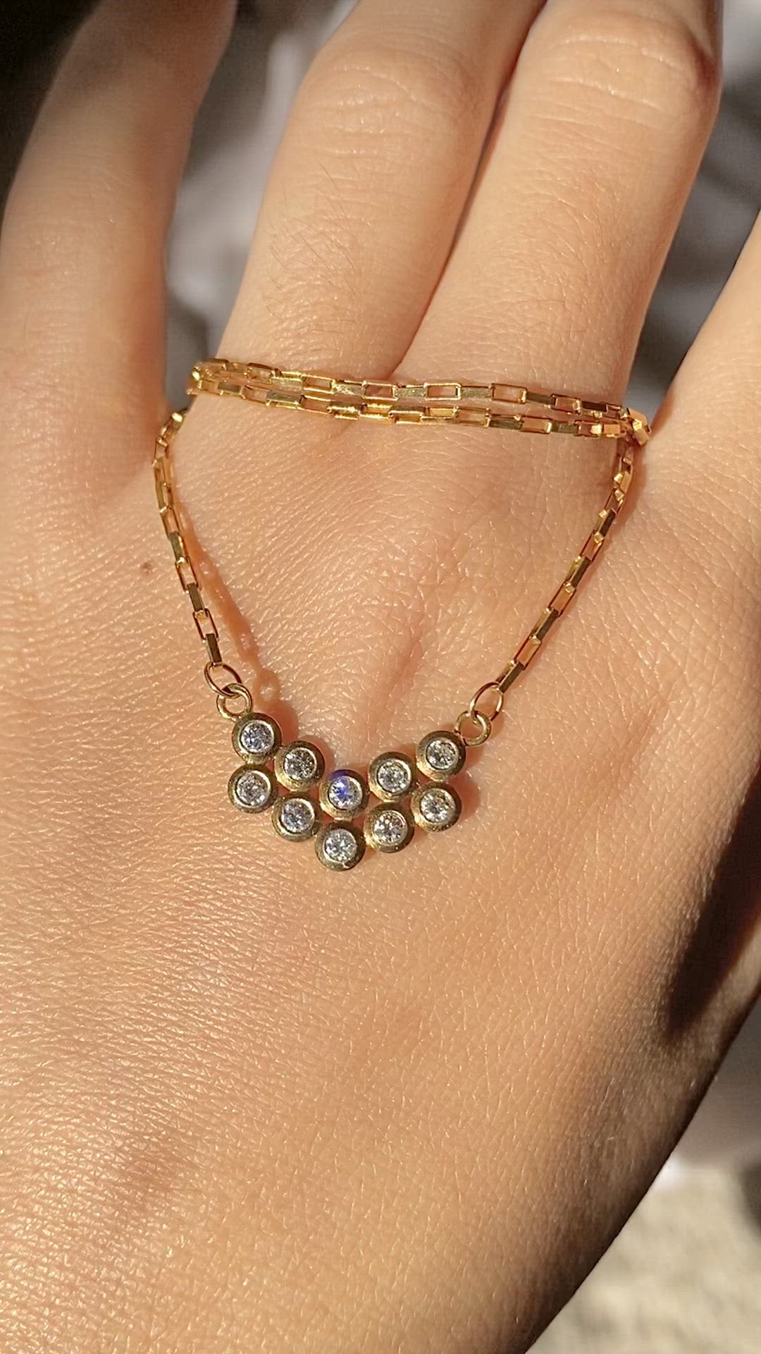 Vintage 9k Bezel Diamond Necklace 0.40 cts