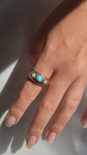 Load and play video in Gallery viewer, Antique 9k Rose Gold Turquoise Pearl Gypsy Ring 1902
