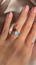 Load and play video in Gallery viewer, Vintage 14k White Gold Opal Diamond Halo Ring
