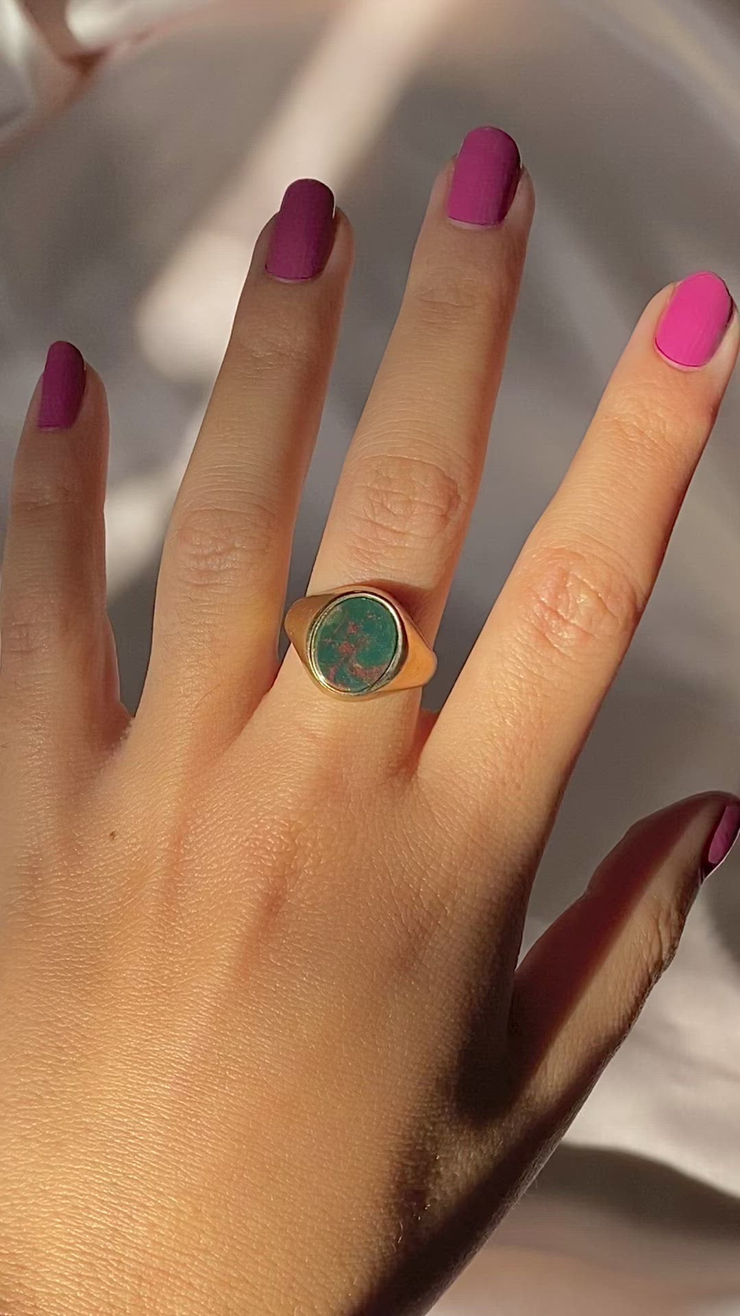Vintage 9k Bloodstone Signet Ring 1994 by GJ