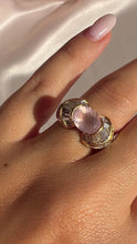 Load and play video in Gallery viewer, Vintage 18k Rose Quartz Baguette Diamond Ring
