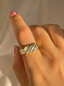 Vintage 14k Diamond Diagonal Signet Ring