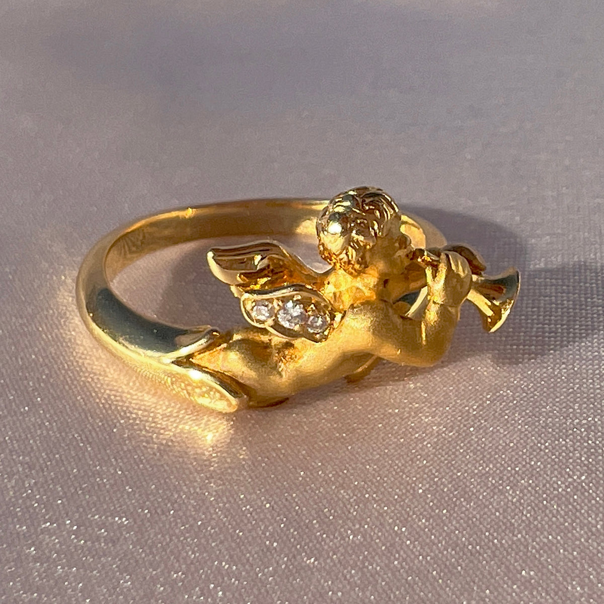 Vintage 18k Carrera y Carrera Diamond Cherub Ring