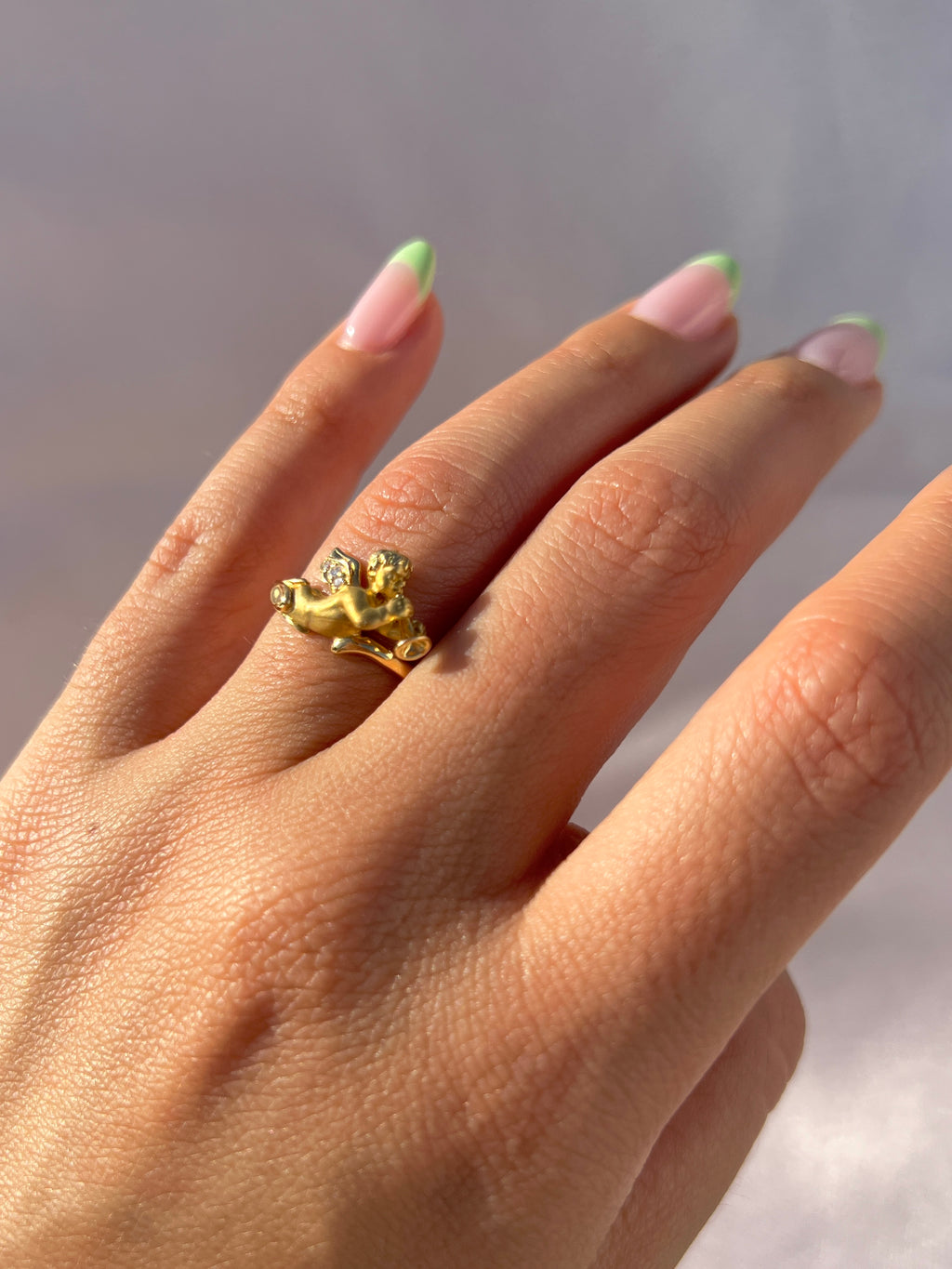 Vintage 18k Carrera y Carrera Diamond Cherub Ring