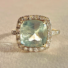Load image into Gallery viewer, Vintage 10k Aquamarine White Topaz Diamond Ring
