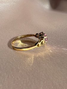 Vintage 9k Pink Zircon Diamond Heart Ring