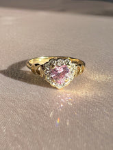 Load image into Gallery viewer, Vintage 9k Pink Zircon Diamond Heart Ring

