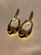 Load image into Gallery viewer, Vintage Aquamarine Scallop Hoop Earrings
