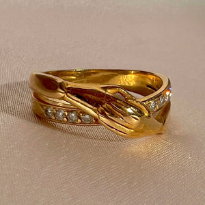 Vintage 18k Carrera y Carrera Diamond Holding Hands Half Eternity Ring