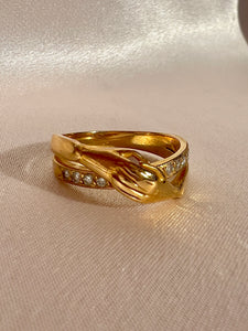 Vintage 18k Carrera y Carrera Diamond Holding Hands Half Eternity Ring