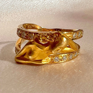 Vintage 18k Carrera y Carrera Diamond Goddess Bar Ring