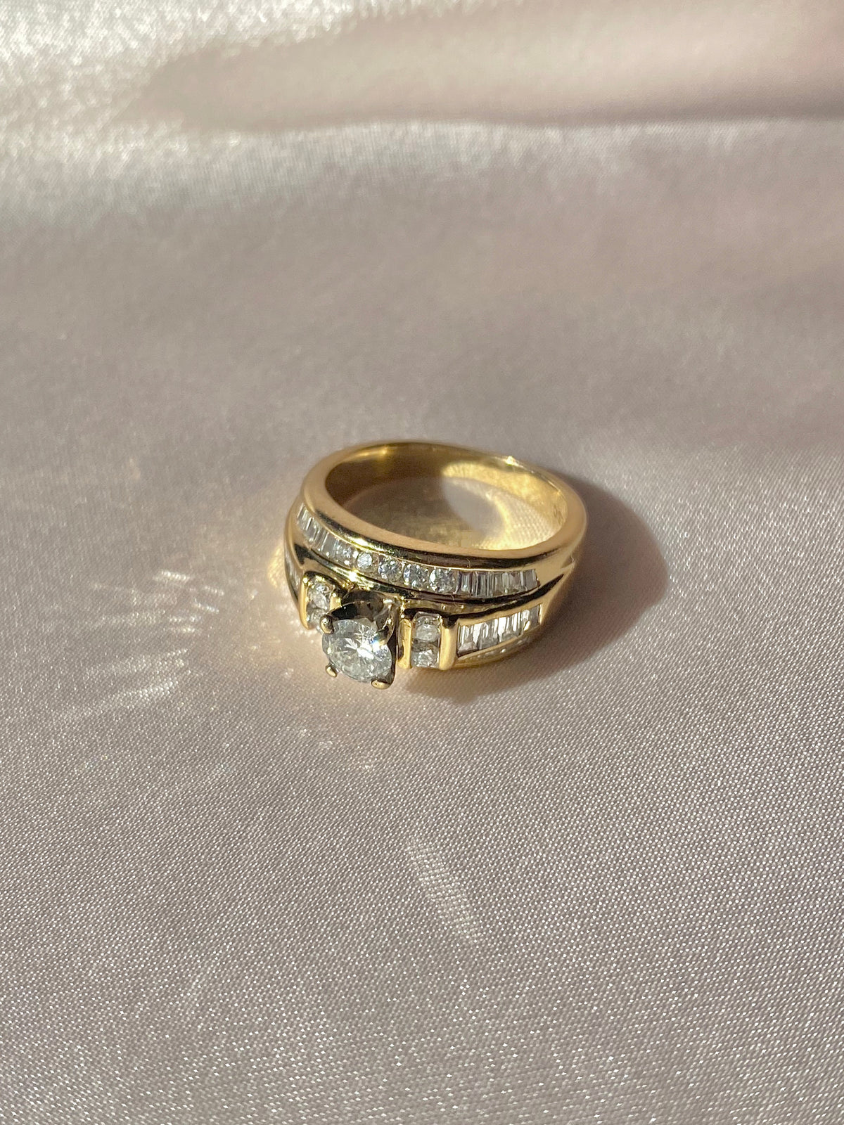 Vintage 14k Baguette Diamond Engagement Ring 1.00ct