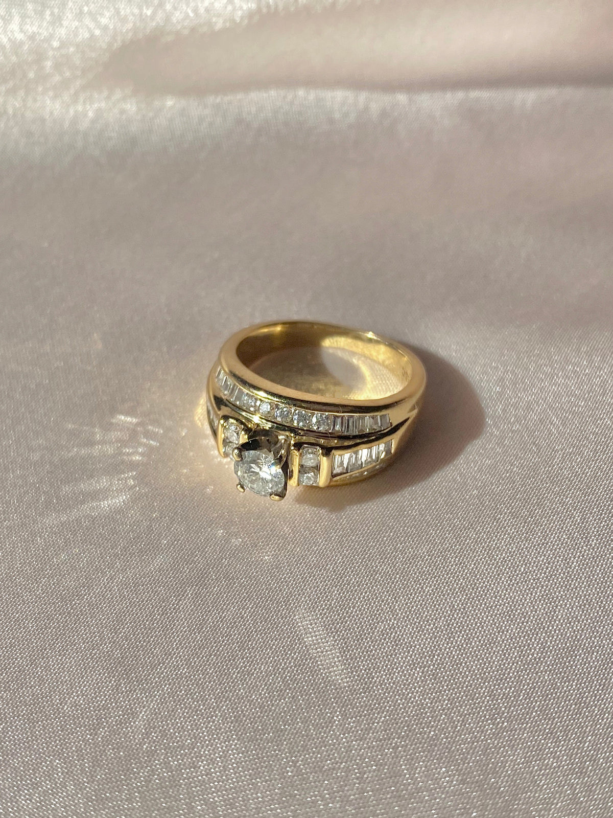 Vintage 14k Baguette Diamond Engagement Ring 1.00cts