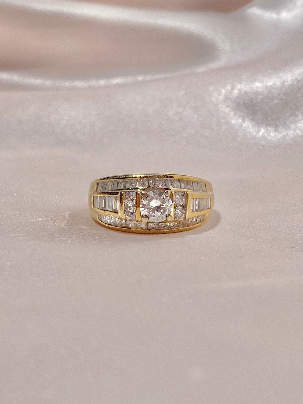 Vintage 14k Baguette Diamond Engagement Ring 1.00cts