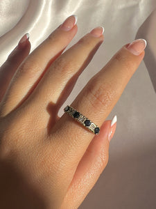 Vintage 9k Sapphire Diamond Starburst Half Eternity Ring 1993