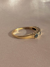Load image into Gallery viewer, Vintage 9k Sapphire Diamond Starburst Half Eternity Ring 1993
