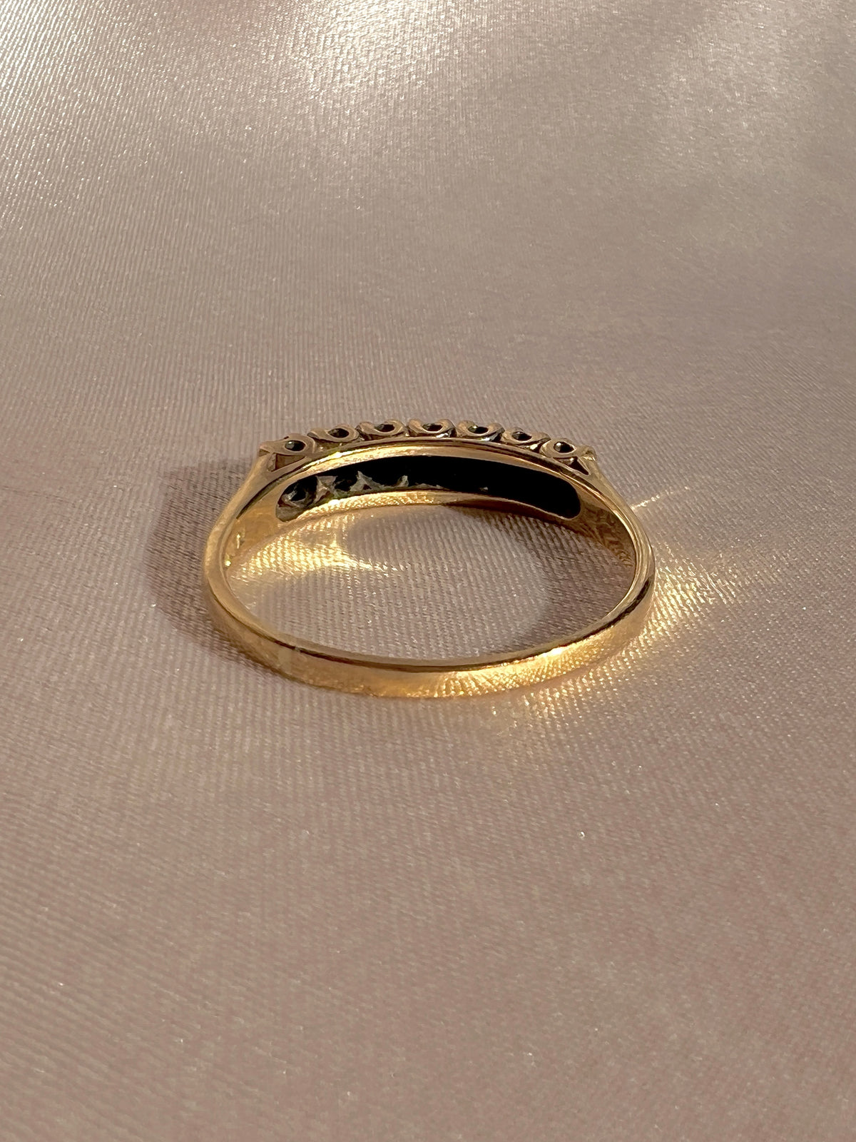 Vintage 9k Sapphire Diamond Starburst Half Eternity Ring 1993