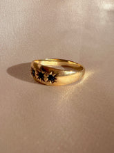 Load image into Gallery viewer, Antique 9k Sapphire Starburst Trilogy Ring
