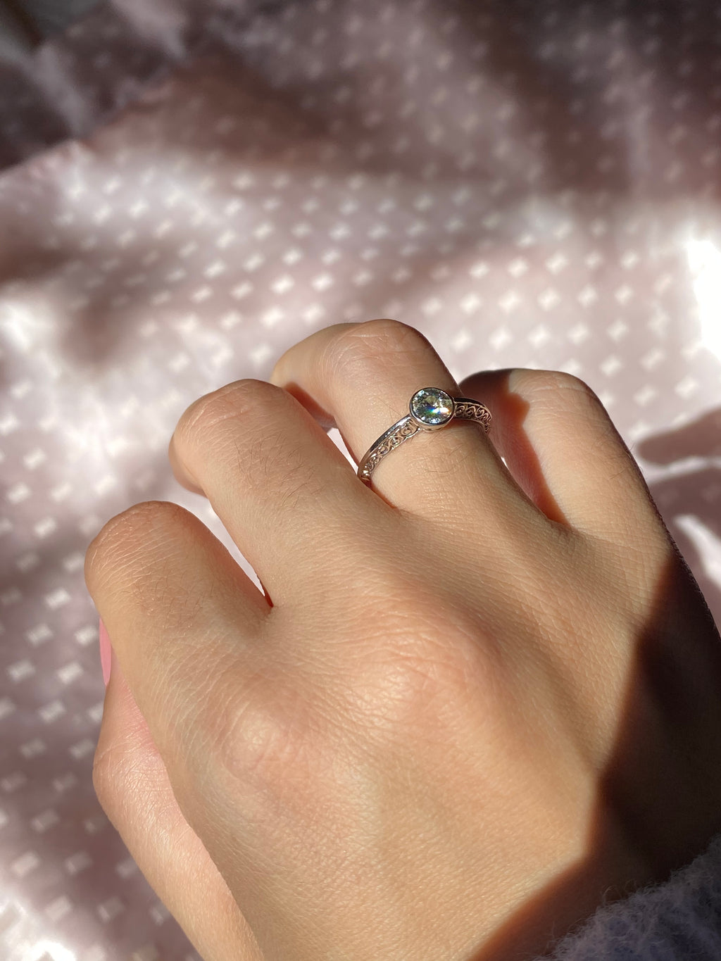 Antique Engagement Old European Cut Bezel Diamond Ring