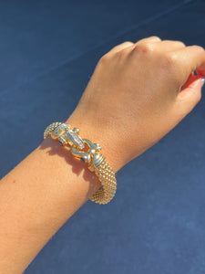 Vintage 14k Diamond Sapphire Cabochon Bracelet