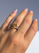Load image into Gallery viewer, Vintage Platinum Citrine Diamond Pear Cut Ring

