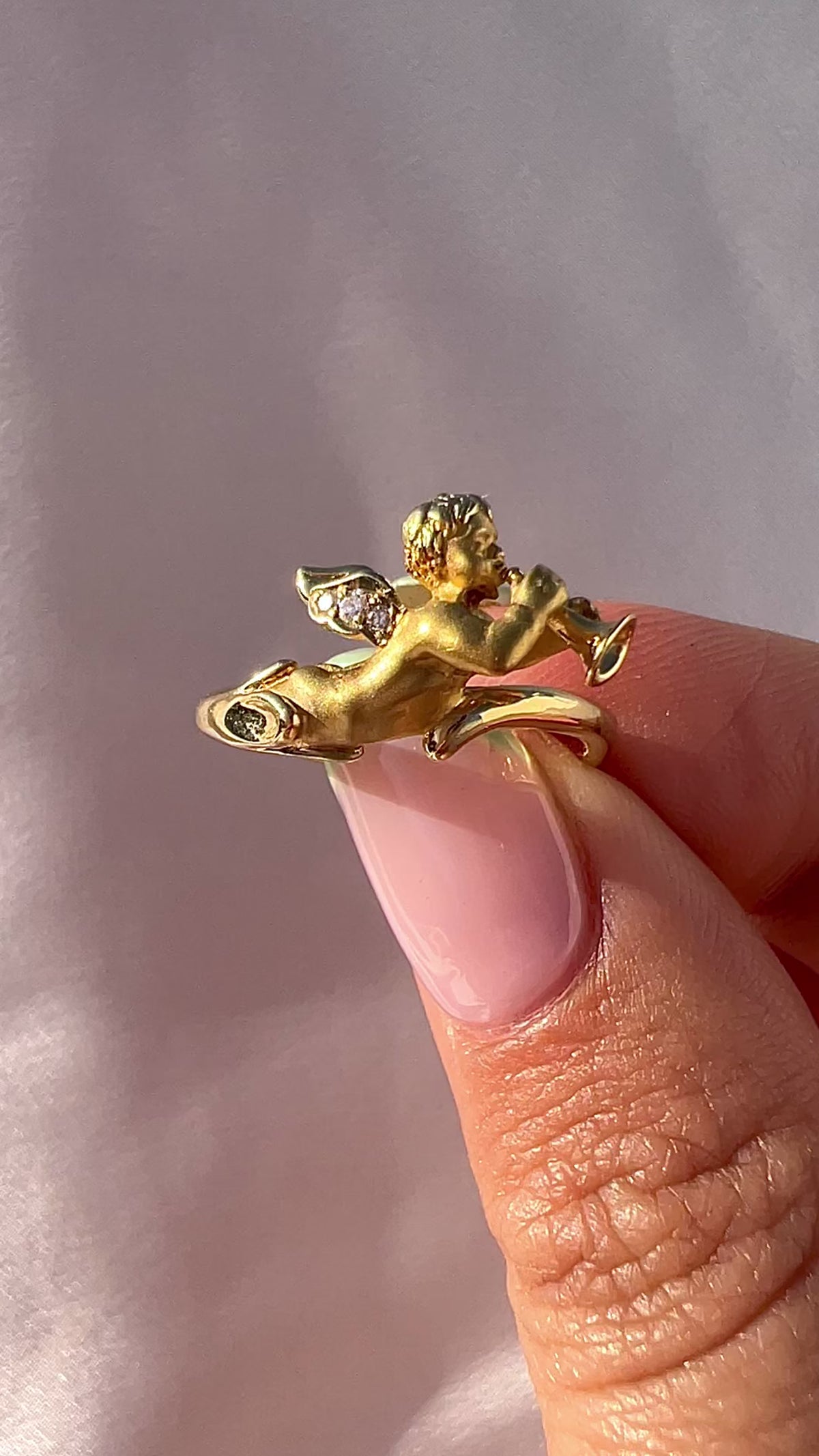 Vintage 18k Carrera y Carrera Diamond Cherub Ring