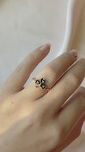 Load and play video in Gallery viewer, Antique 14k Diamond Enamel Shamrock Clover Ring
