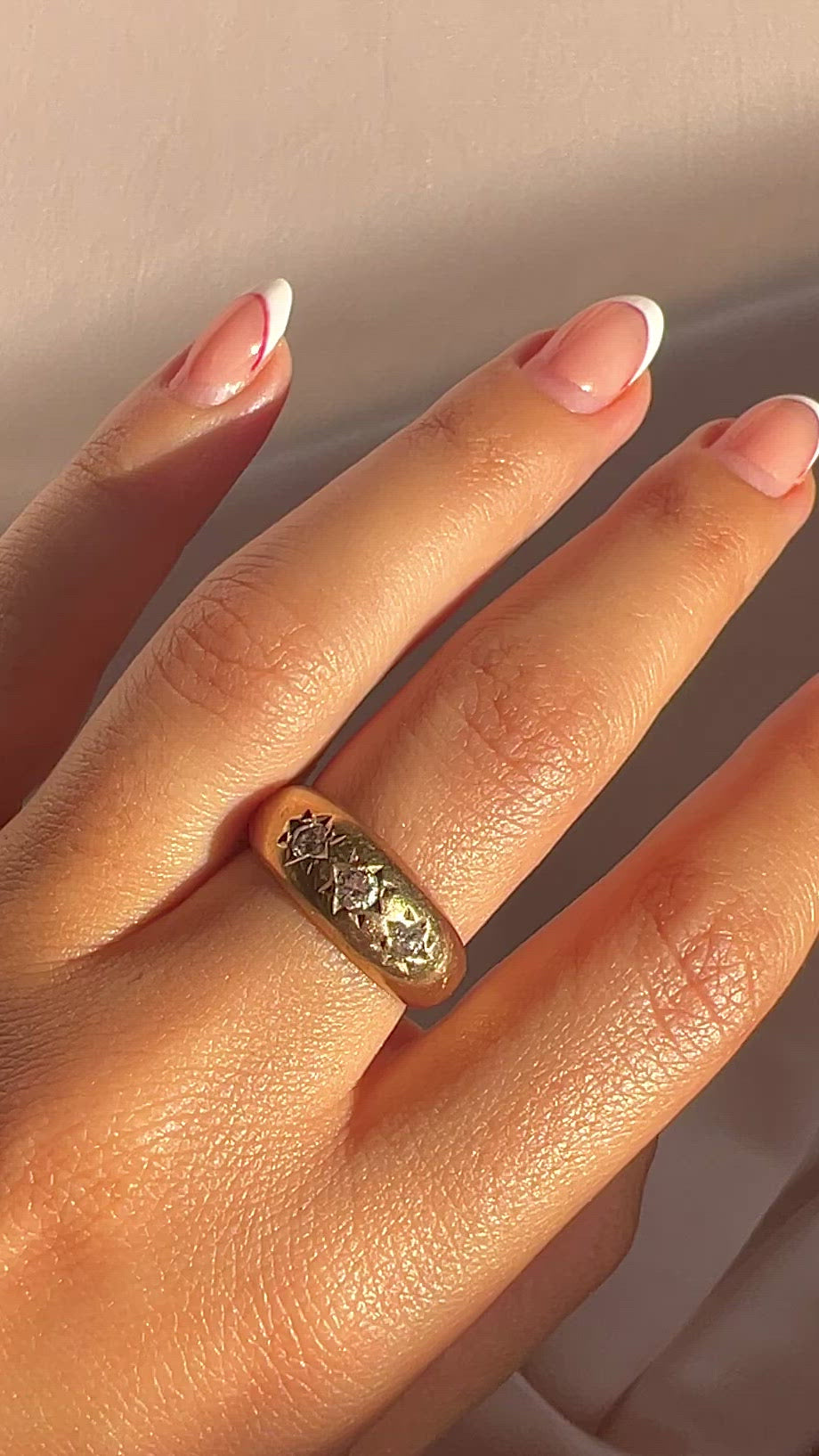 Vintage 9k Diamond Trilogy Starburst Revival Ring 1988