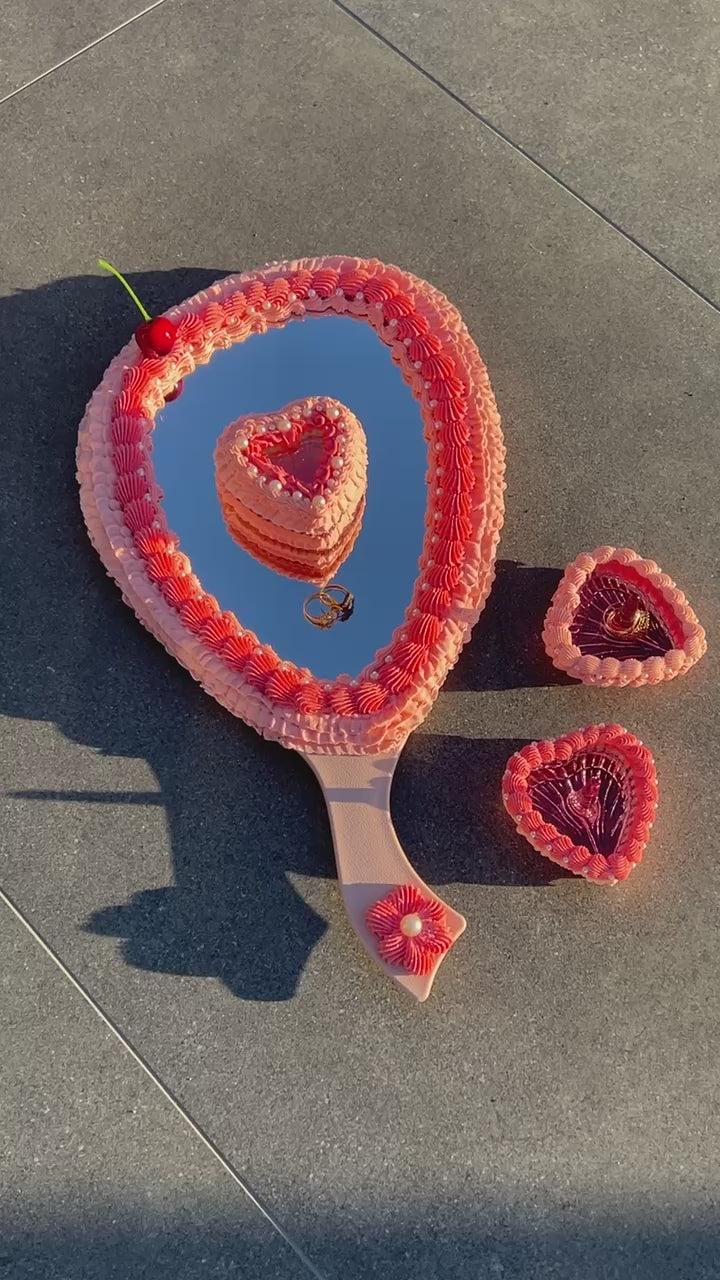 Cherry Pearl Fake Cake Mirror