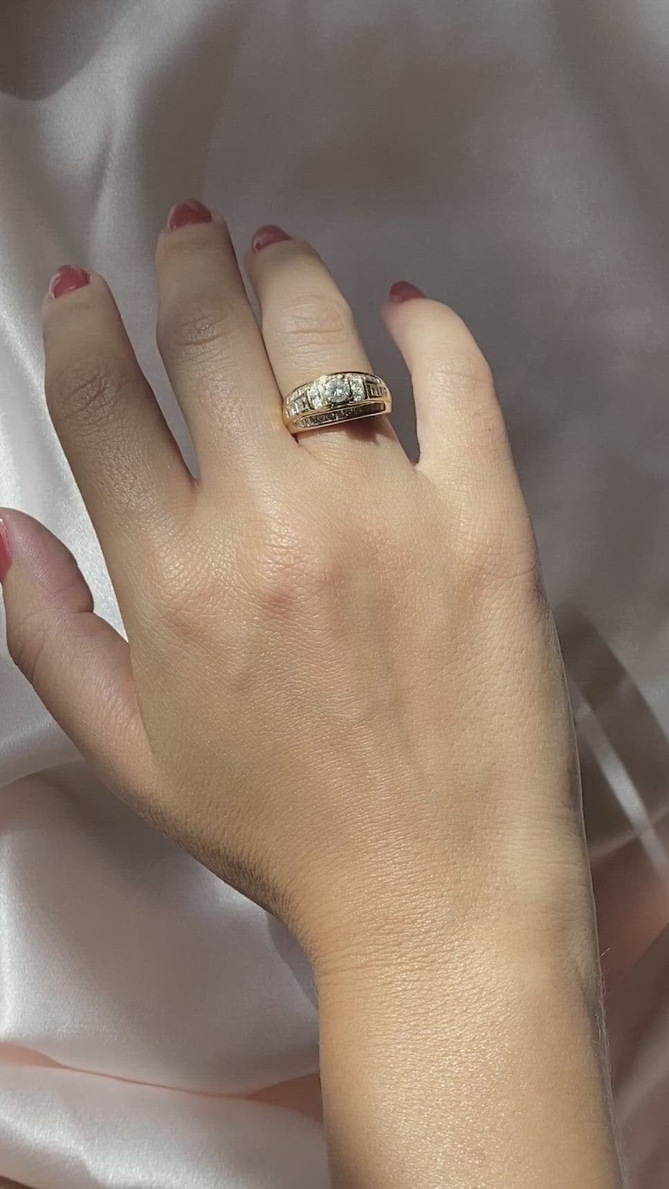 Vintage 14k Baguette Diamond Engagement Ring 1.00ct
